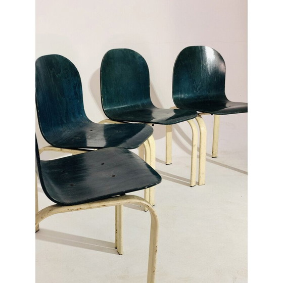 Image 1 of Set di 4 sedie vintage in legno e metallo