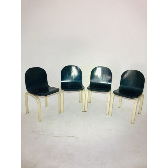 Image 1 of Set di 4 sedie vintage in legno e metallo