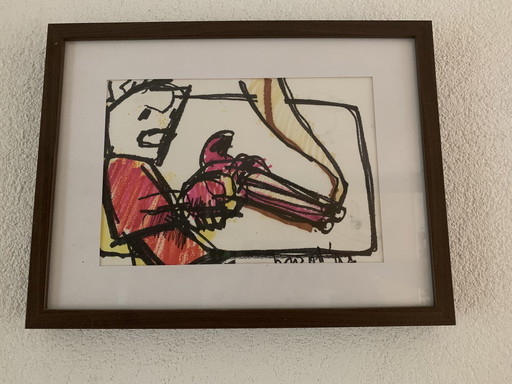 Herman Brood drawing Hand-signed