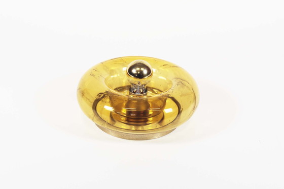 Image 1 of 1X Amber Glass ‘Donut’ Wall Lamp By Doria Leuchten