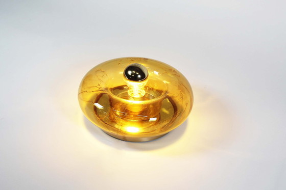 Image 1 of 1X Amber Glass ‘Donut’ Wall Lamp By Doria Leuchten