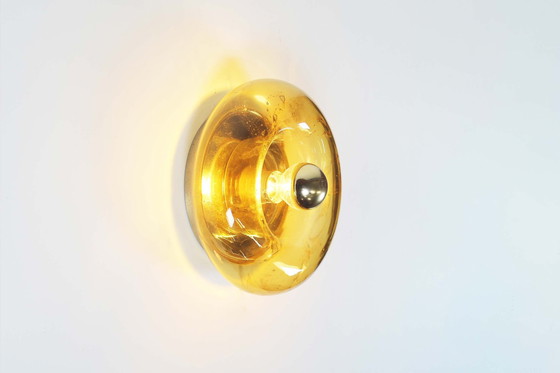 Image 1 of 1X Amber Glass ‘Donut’ Wall Lamp By Doria Leuchten