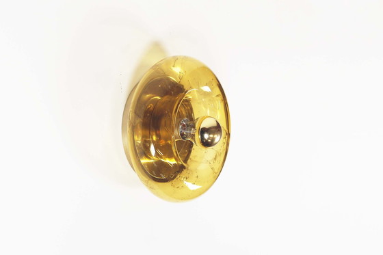 Image 1 of 1X Amber Glass ‘Donut’ Wall Lamp By Doria Leuchten