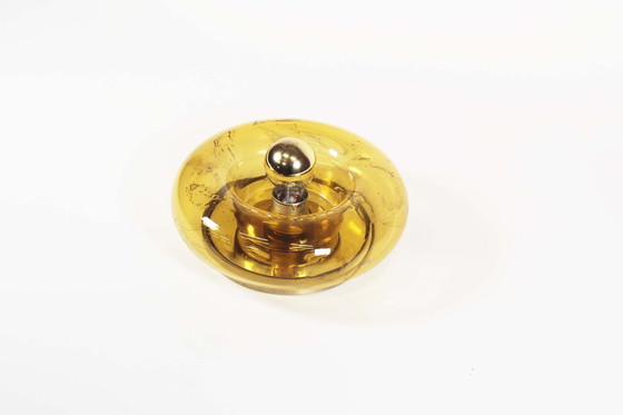 Image 1 of 1X Amber Glass ‘Donut’ Wall Lamp By Doria Leuchten