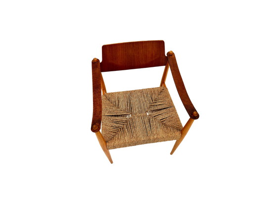 Image 1 of Chaise avec accoudoirs en cuir de Egon Eiermann pour Wilde + Spieth, Allemagne, années 1960