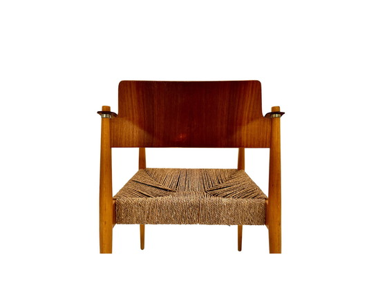 Image 1 of Chaise avec accoudoirs en cuir de Egon Eiermann pour Wilde + Spieth, Allemagne, années 1960