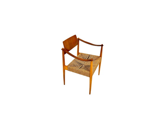 Image 1 of Chaise avec accoudoirs en cuir de Egon Eiermann pour Wilde + Spieth, Allemagne, années 1960