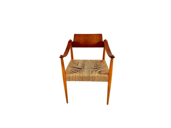 Image 1 of Chaise avec accoudoirs en cuir de Egon Eiermann pour Wilde + Spieth, Allemagne, années 1960