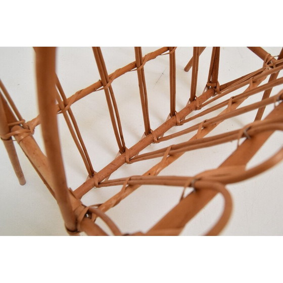 Image 1 of Vintage rattan and bamboo magazine rack, Czechoslovakia 1970