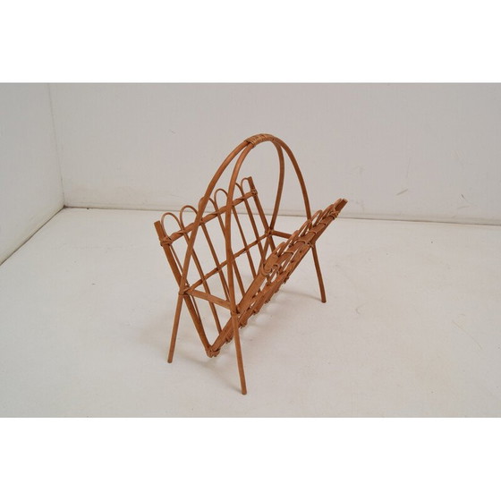 Image 1 of Vintage rattan and bamboo magazine rack, Czechoslovakia 1970