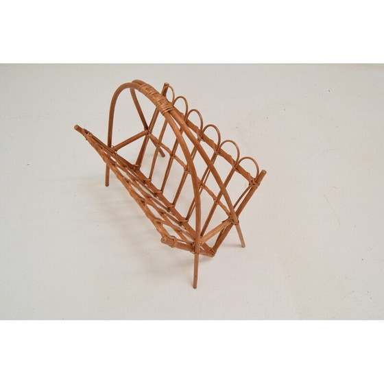 Image 1 of Vintage rattan and bamboo magazine rack, Czechoslovakia 1970