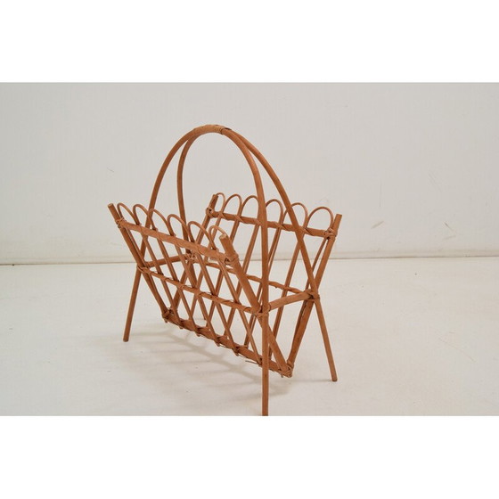 Image 1 of Vintage rattan and bamboo magazine rack, Czechoslovakia 1970