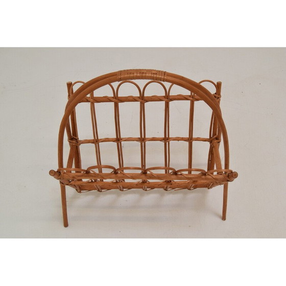 Image 1 of Vintage rattan and bamboo magazine rack, Czechoslovakia 1970