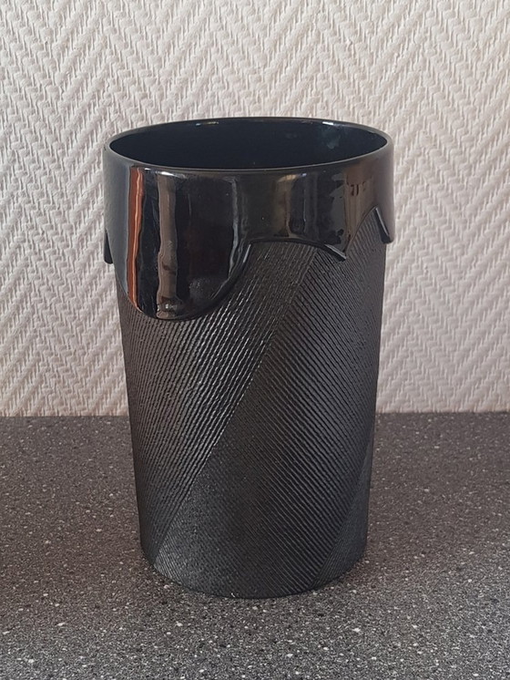 Image 1 of Black Porcelain Vase By Johan Van Loon For Rosenthal