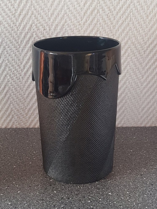 Black Porcelain Vase By Johan Van Loon For Rosenthal