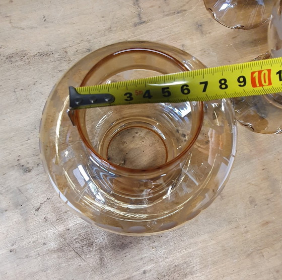 Image 1 of 1855 Vintage Smokey Glass Lampshades