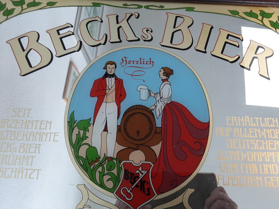 Image 1 of Specchio da birra vintage Becks 