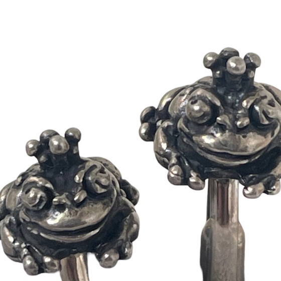 Image 1 of Giovanni Raspini - Sterling Silver (925) - Cufflinks in the shape of a frog wearing a crown - T back style, hallmarked