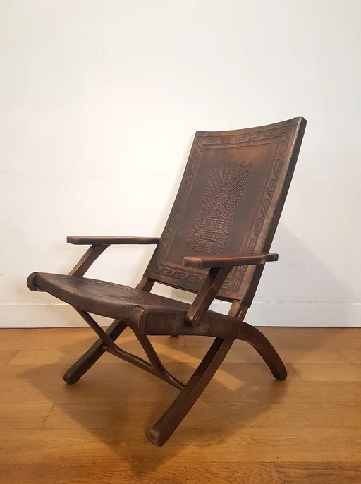 Chaise pliante brutaliste d'Angel Pazmino 1974