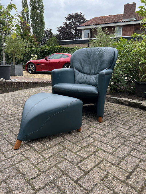 Leolux Design Armchair With Footstool