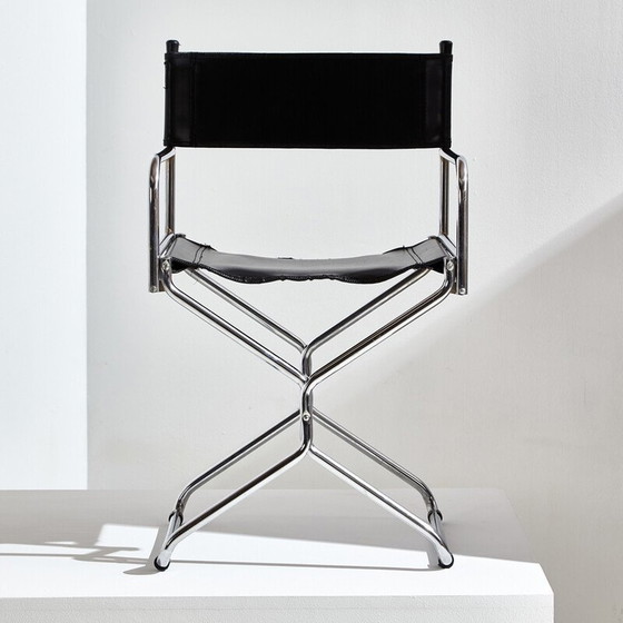 Image 1 of Vintage folding armchairs in metal and leather, 1970