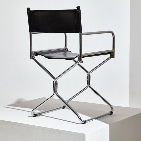 Image 1 of Vintage folding armchairs in metal and leather, 1970