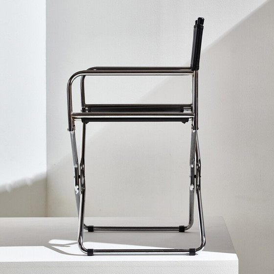 Image 1 of Vintage folding armchairs in metal and leather, 1970