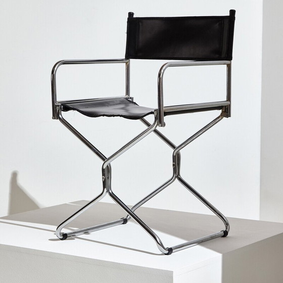 Image 1 of Vintage folding armchairs in metal and leather, 1970