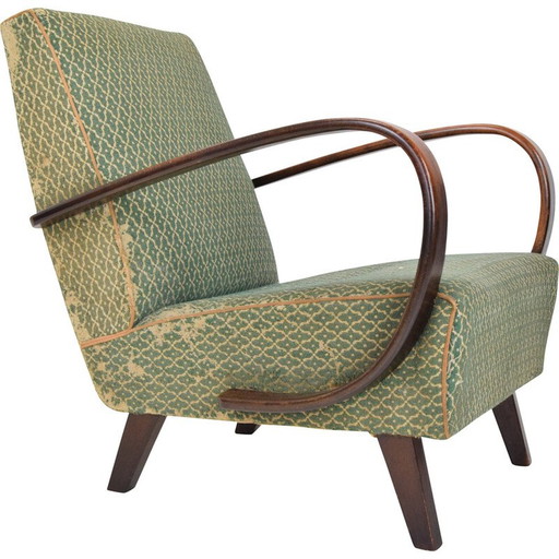 Vintage armchair in wood and fabric by Jindrich Halabala, Czechoslovakia 1950s