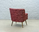 Vintage design club chair in cherry red fabric, 1950s. Ref: CH219