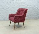 Vintage design club chair in cherry red fabric, 1950s. Ref: CH219