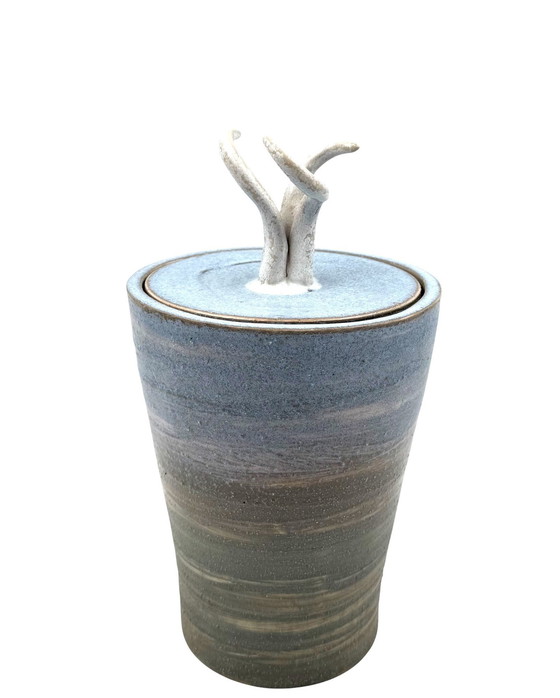 Image 1 of Mid-Century Modern Style Blue Artistic Ceramic Vase, Gabriele Bucci Italy ca. 2000s