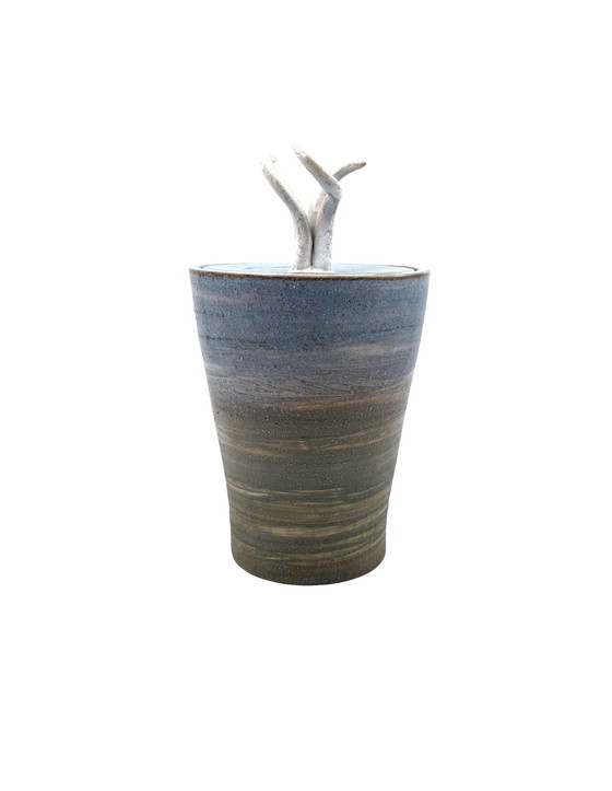 Image 1 of Mid-Century Modern Style Blue Artistic Ceramic Vase, Gabriele Bucci Italy ca. 2000s