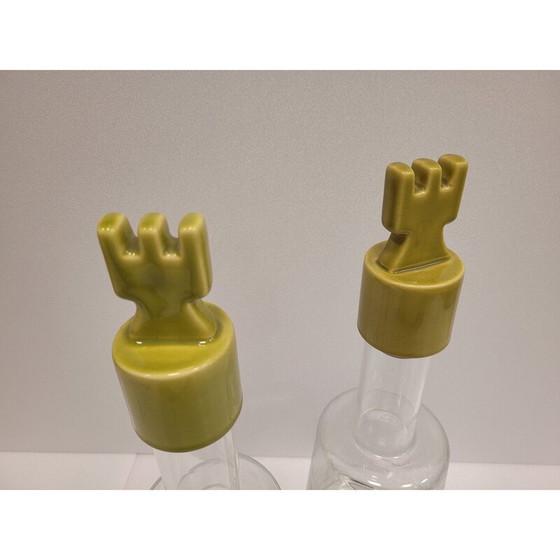 Image 1 of Coppia di decanter vintage in vetro con tappo in ceramica per Roche Bobois, Francia