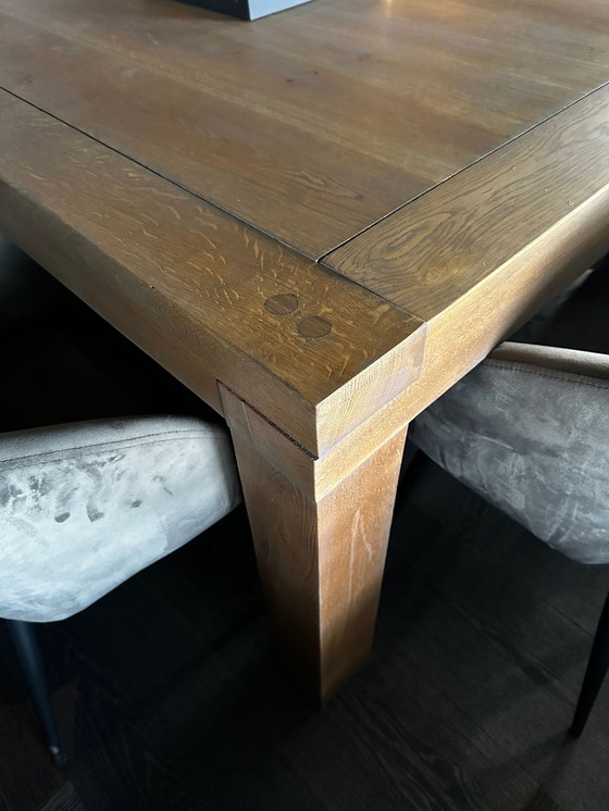 Image 1 of Vintage solid oak dining or work table with oak joints