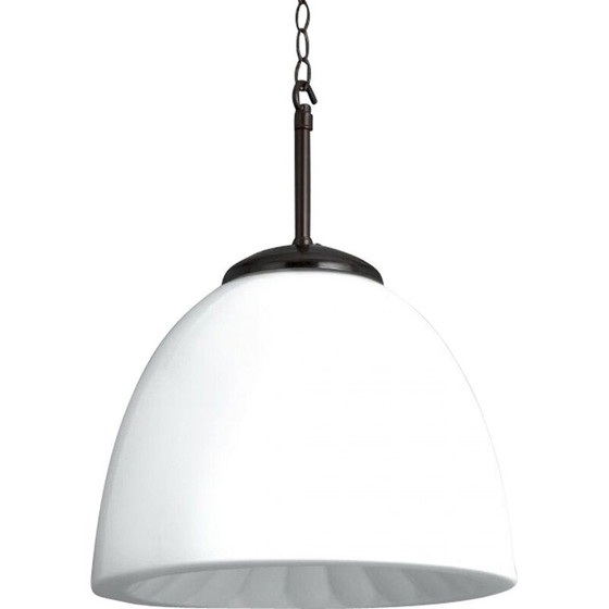 Image 1 of Vintage opal glass pendant lamp, Czechoslovakia