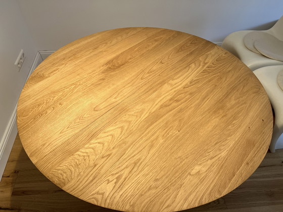 Image 1 of Fdb Møbler - C62E Bjørk Extendable oak table Round wooden table