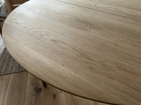 Image 1 of Fdb Møbler - C62E Bjørk Extendable oak table Round wooden table