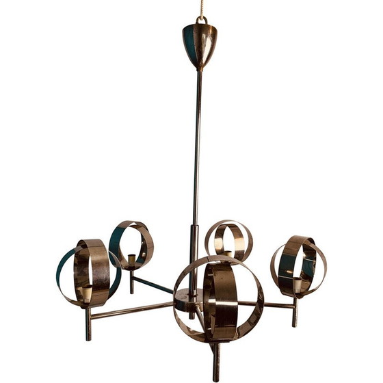 Image 1 of Lampadario cromato vintage con 5 sfere
