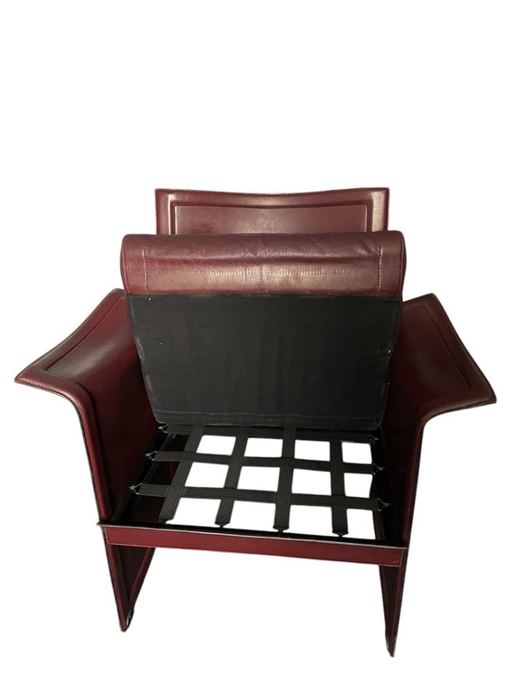 Image 1 of 2x Tito Angoli For Matteo Grassi '80S Leather Armchairs Korium