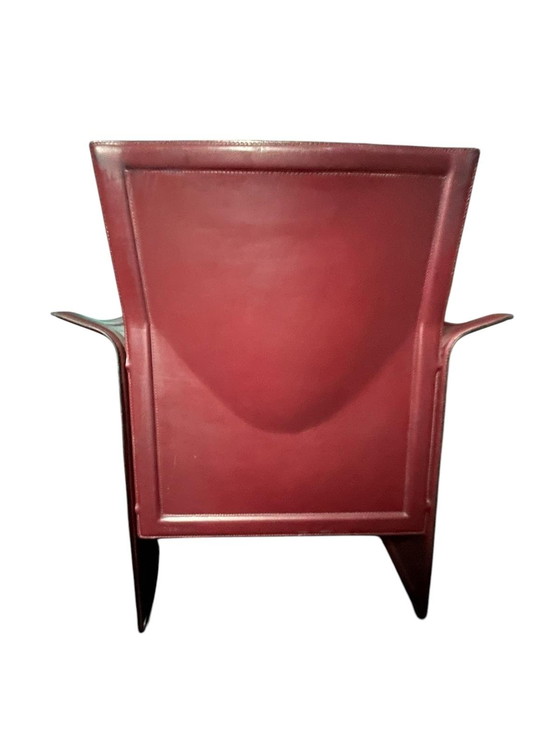 Image 1 of 2x Tito Angoli For Matteo Grassi '80S Leather Armchairs Korium