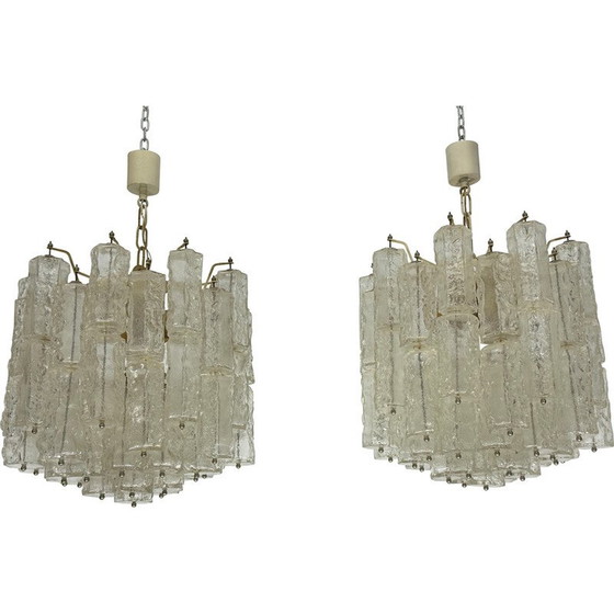 Image 1 of Pair of vintage Murano glass chandeliers for Venini, Italy 1970