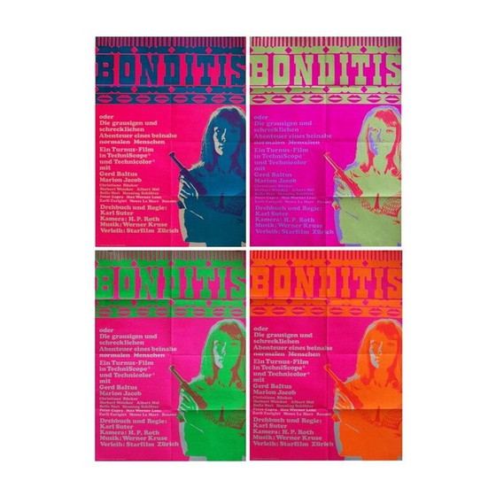 Image 1 of Set of 4 vintage James Bond Bonditis posters by Karl Suter, 1968