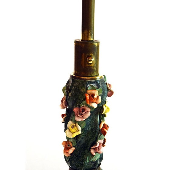 Image 1 of Vintage ceramic floor lamp with small roses, Italy 1950