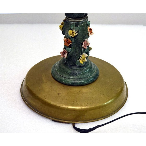 Image 1 of Vintage ceramic floor lamp with small roses, Italy 1950