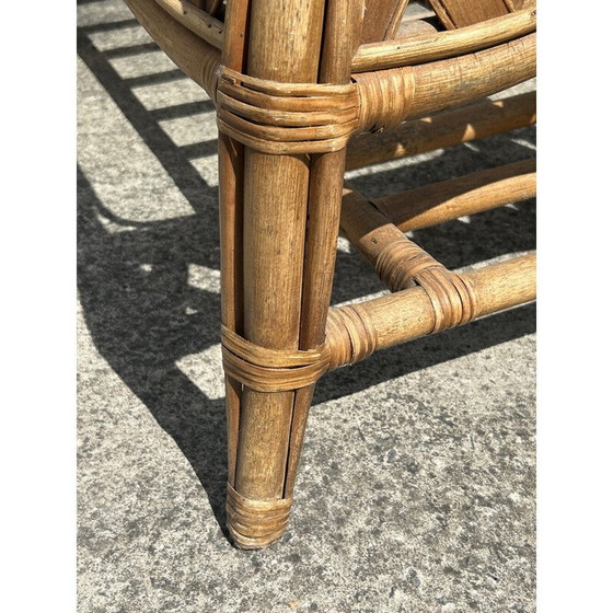 Image 1 of Vintage rectangular bamboo and rattan coffee table, 1960