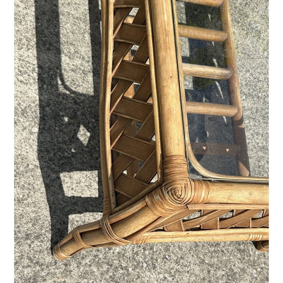 Image 1 of Vintage rectangular bamboo and rattan coffee table, 1960