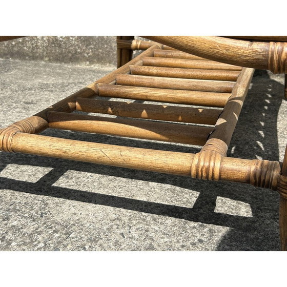 Image 1 of Vintage rectangular bamboo and rattan coffee table, 1960