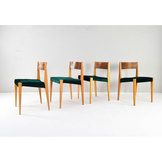 Image 1 of Set of 4 vintage teak and beech chairs, 1960