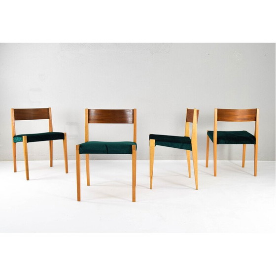 Image 1 of Set of 4 vintage teak and beech chairs, 1960